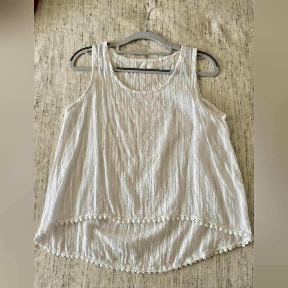 White Sleeveless Cotton Top